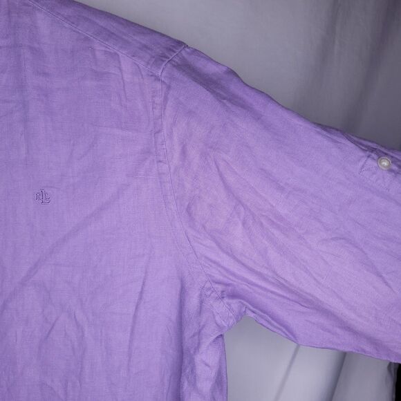 Lauren Ralph Lauren Linen Shirt Womens XL Lilac Minimalist Preppy - Picture 4 of 10